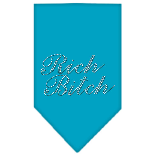 Rich Bitch Rhinestone Bandana Turquoise Large